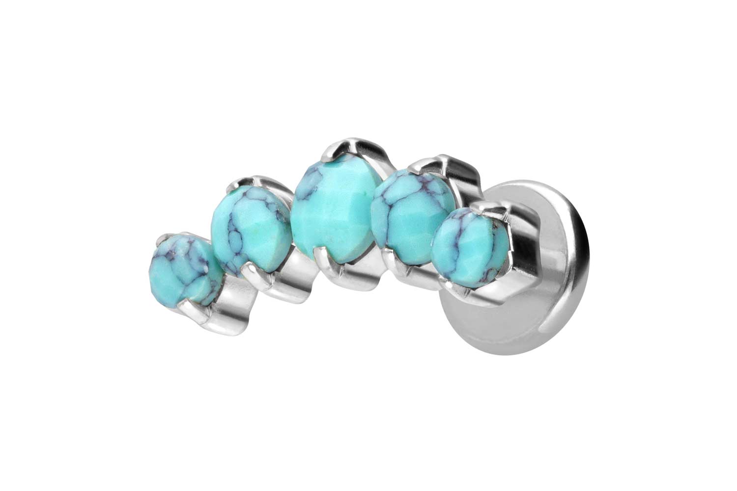 Titan Labret Piercing mit Innengewinde 5 SYNTHETISCHE TÜRKISE